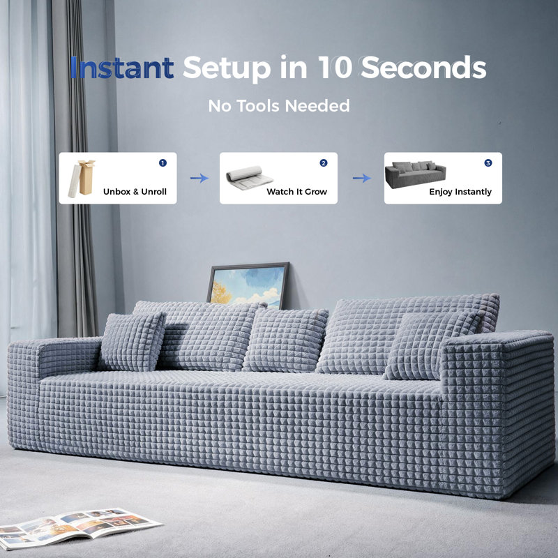 3 Seater Corduroy Sofa, Grey