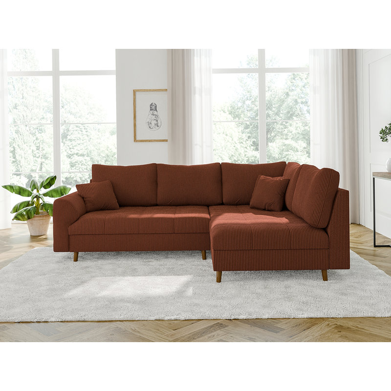 Luna 4 Seater Corduroy Corner Sofa , Right -sided, White / opaline