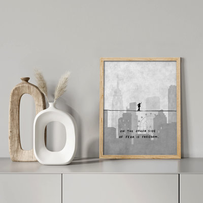 "De l'autre côté de la peur, c'est la liberté, l'équilibre gris, des inspirations profondes et des décorations murales" sur papier