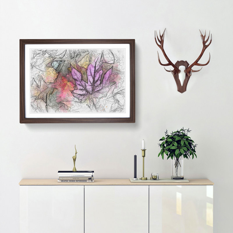 Colourful Autumn Leaves in Abstract - Picture Frame Graphic Art Print, Walnut Framed, 36cm H x 48cm W x 2cm D