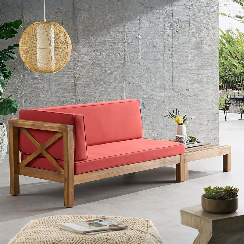 X-BACK CORNER BENCH-L WITH COFFEE TABLE, RED