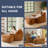 Striped Corduroy Lazy Suspension Sofa Set with Footstool, High Density Memory Foam Padding, Spacious Seat, Installation Free Design-1710286164