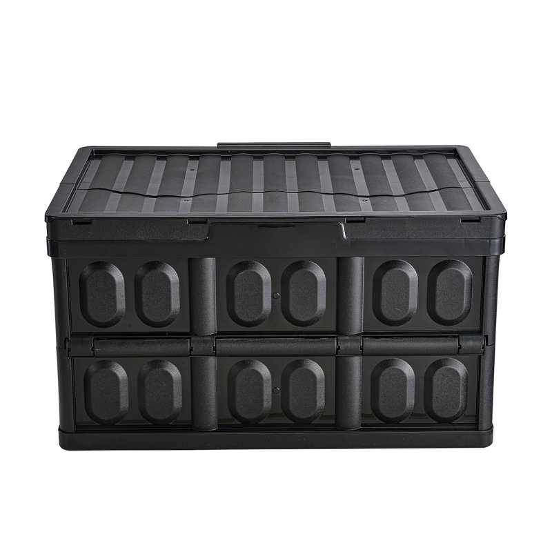 Bacs de rangement pliables avec couvercles, 45L 3 paquets, caisses pliantes empilables en plastique avec poignées, grands contenants robustes pour vêtements, jouets, livres, collations, chaussures et organisation d'épicerie