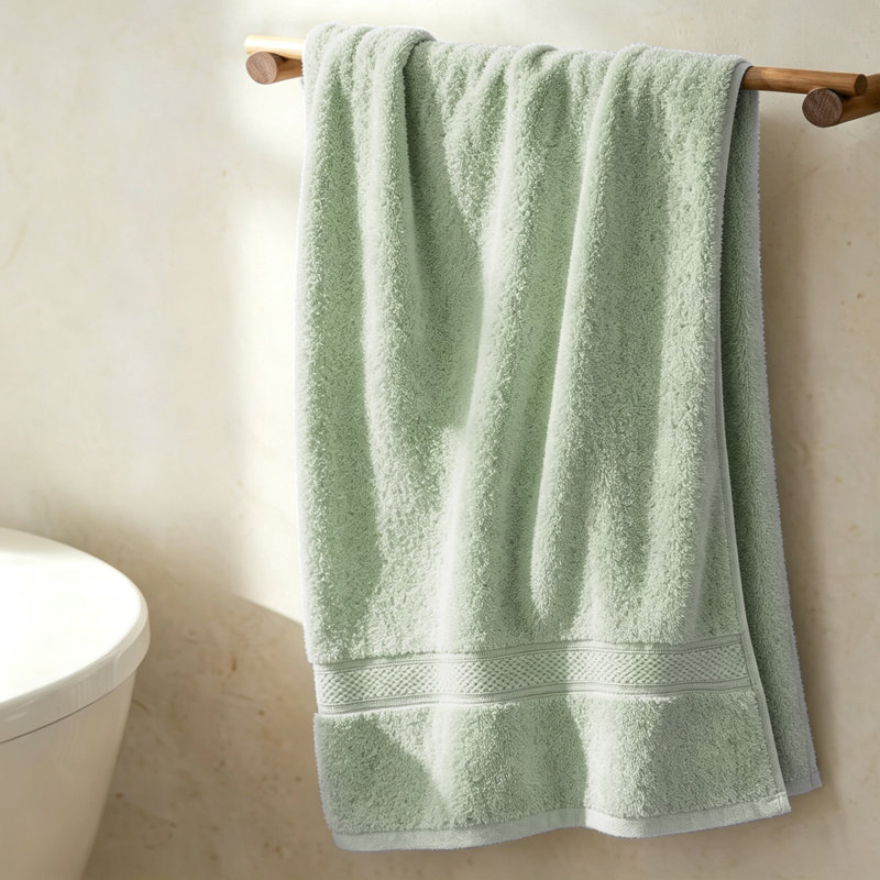 Serviette 100% coton doux absorbant avec bordure Dobby, serviette double torsadée 1 pièce, hand towel: 30"L X 16"W, Sage