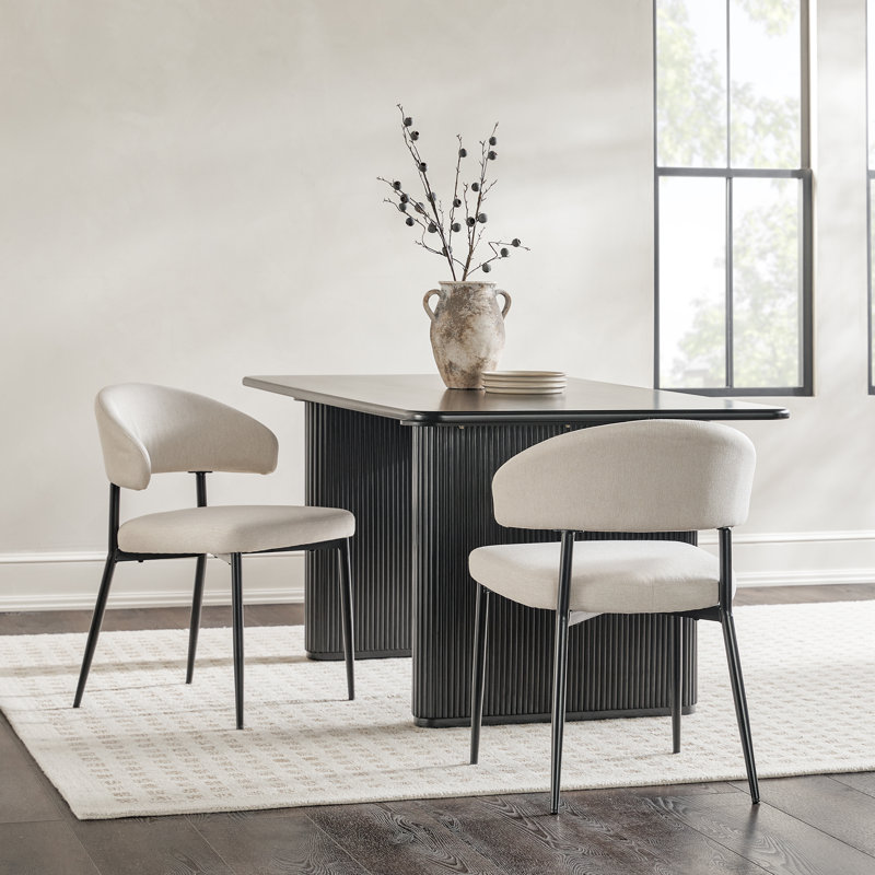 Jerwin Curved Back Upholstered Dining Chair, Ivory