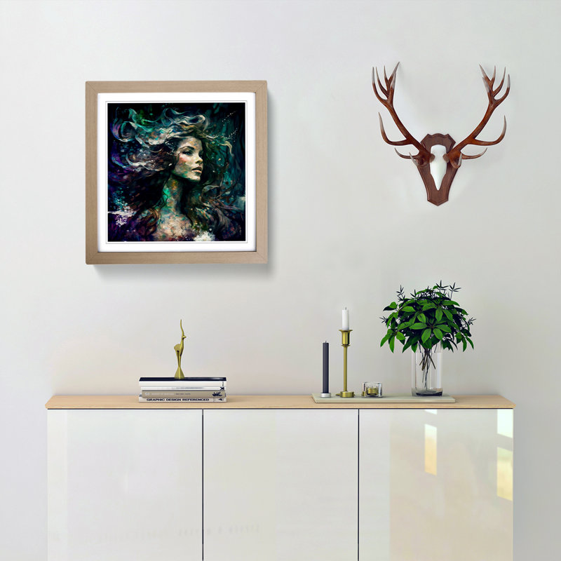 Mermaid Abstract Expressionism - Framed Print, Oak