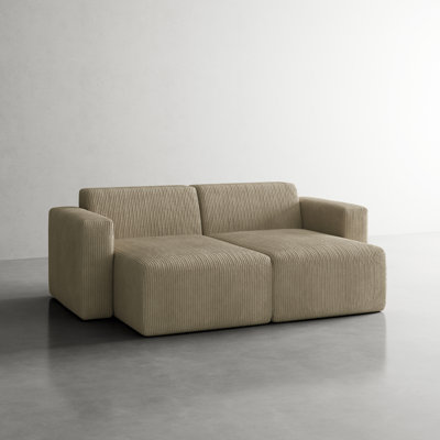Berlare 2 - Piece Upholstered Corduroy Modular Sectional Sofa – Fully Compressed, No Assembly Required