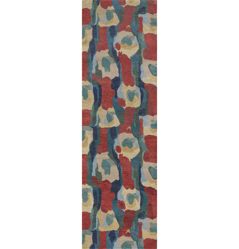Kigali Hand Knotted Wool Geometric Area Rug, Runner 3' x 12'