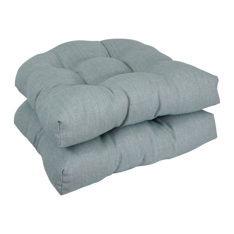 19-Inch Rounded Back Woven Olefin Outdoor Chair Cushions  (Set Of 2), Mist Blue