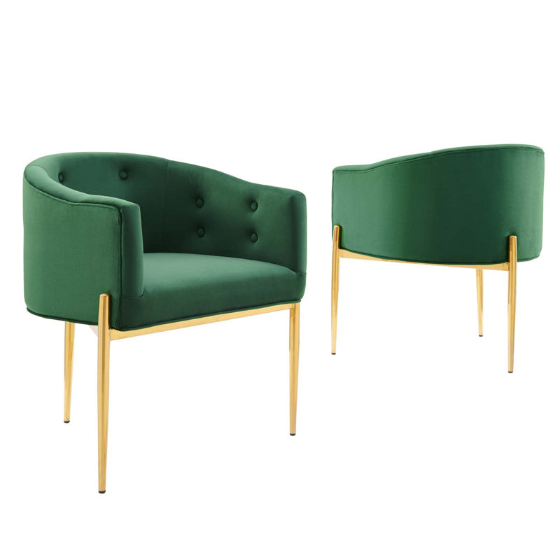 Savour Tufted Performance Velvet Accent Chairs, Emerald Velvet