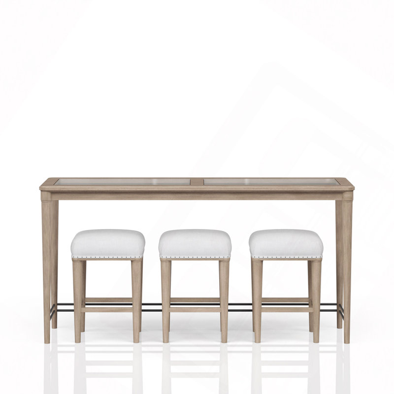 Console en verre givré avec tabourets