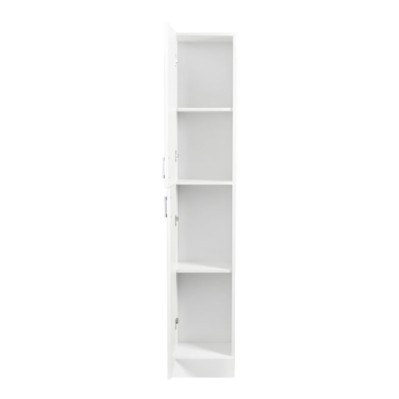 Freestanding Cabinet With Inadjustable Shelves And Two Doors For Kitchen, Dining Room, White