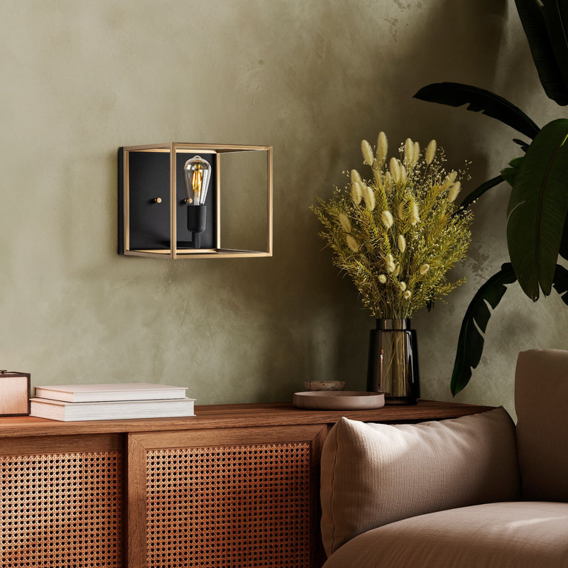 Stylish Wall Lamp with Metal Body, Gold & Black Finish, 9.8 x 11.0 x 9.8 inches | E27 Socket, Max 40W (Bulb Not Included) | Modern Design, Perfect for Living Room & Bedroom, IP20 Rated for Indoor Use