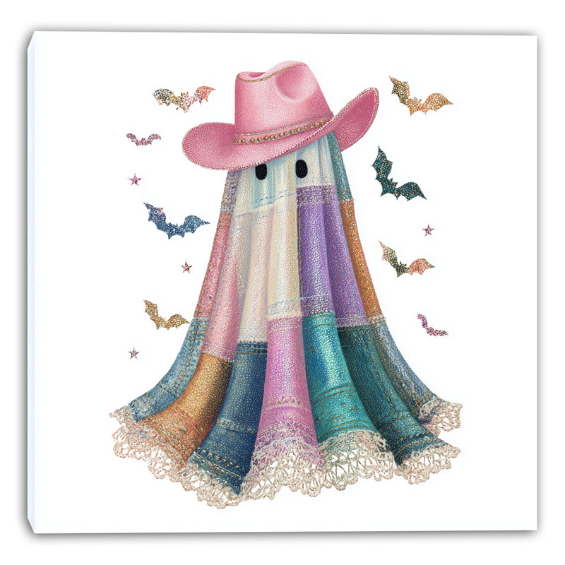 «Pastel Patchwork Ghost», art mural sur toile tendue, H 30 po x l 30 po