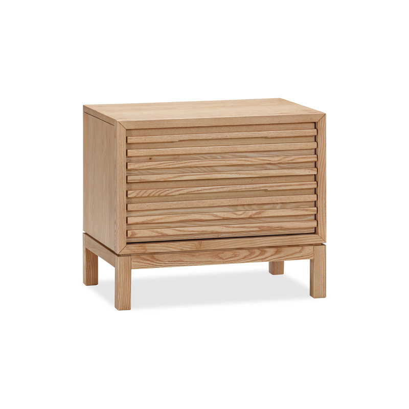 Graball 60.96cm W Solid Wood Bedside Table, Natural