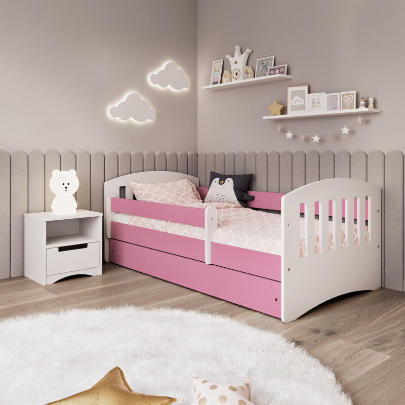 Hermes Drawer Convertible Bed and Mattress, European Toddler (80 x 180cm), Pink