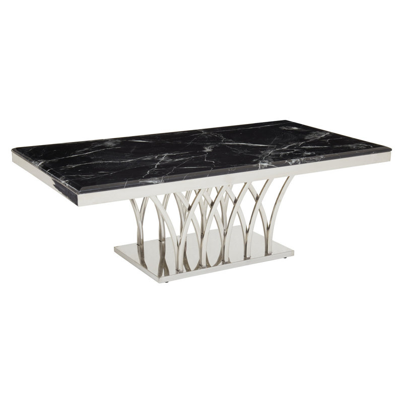 Harlee Coffee Table, Black, Silver