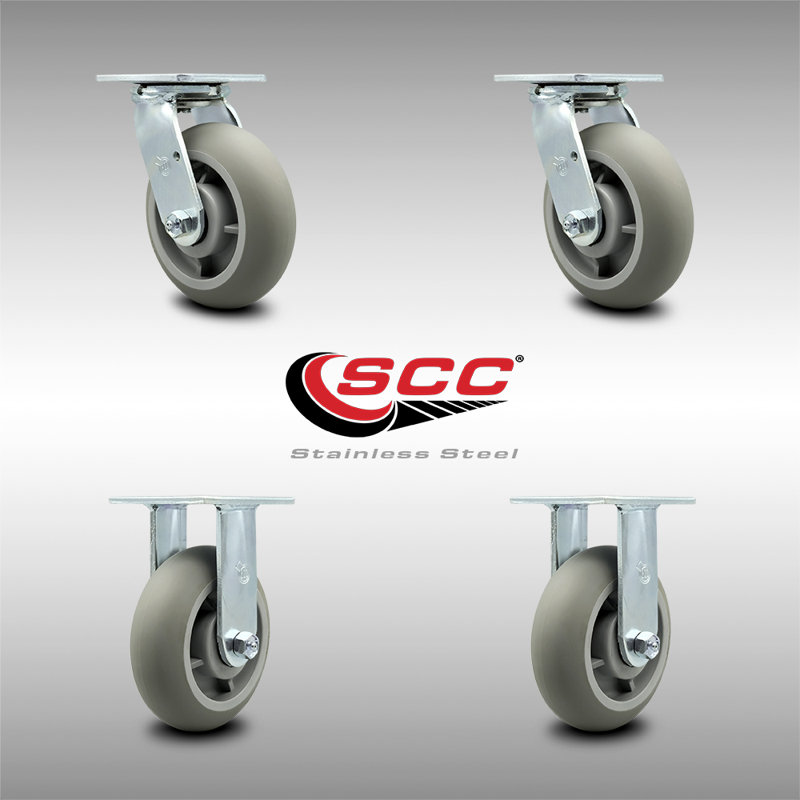 4 Piece Thermoplastic Rubber Caster Set