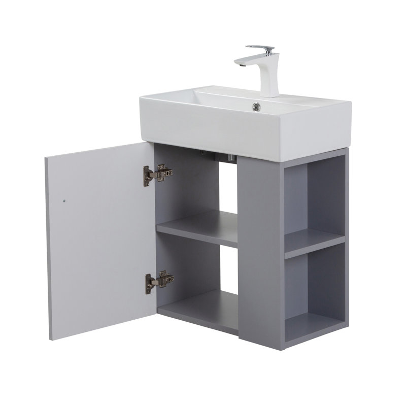 Meuble-lavabo mural 21,6 po avec lavabo en céramique