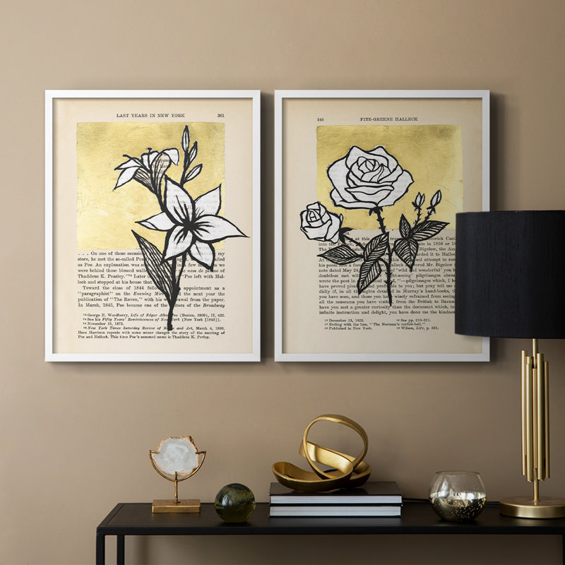 «Floral Diary I», reproduction encadrée de qualité supérieure - prête à être accrochée - aucun clou requis - aucun clou requis