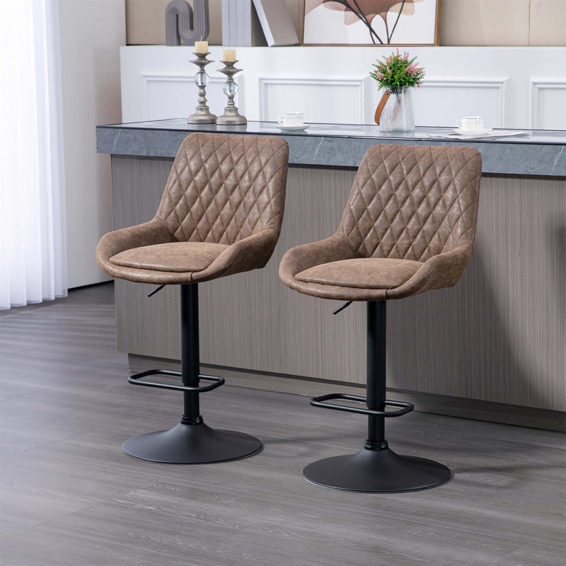 Bigvai Adjustable Height Counter Stool with Metal Frame, Brown