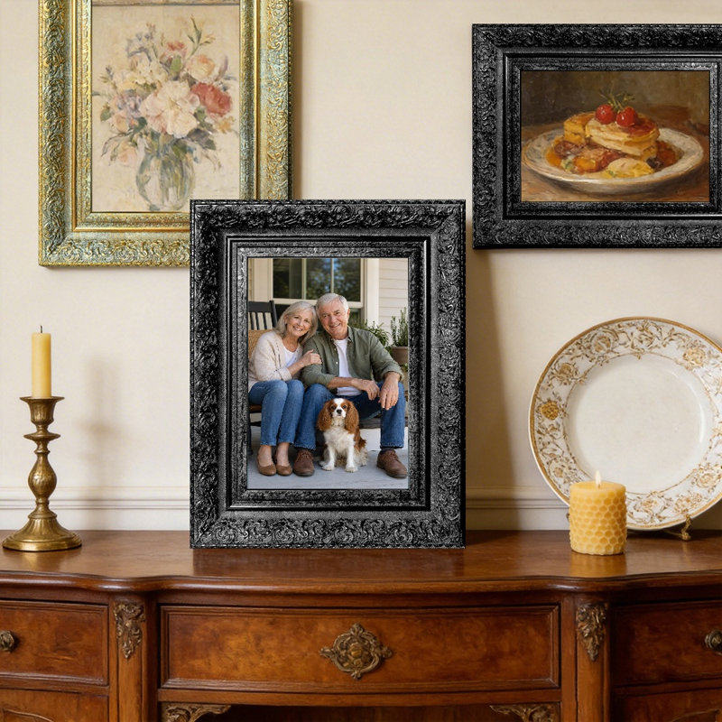 Cadre photo de table 1PC 5 "x 7" noir pour tablette de bureau, Black, 1, 5" W x 7" H