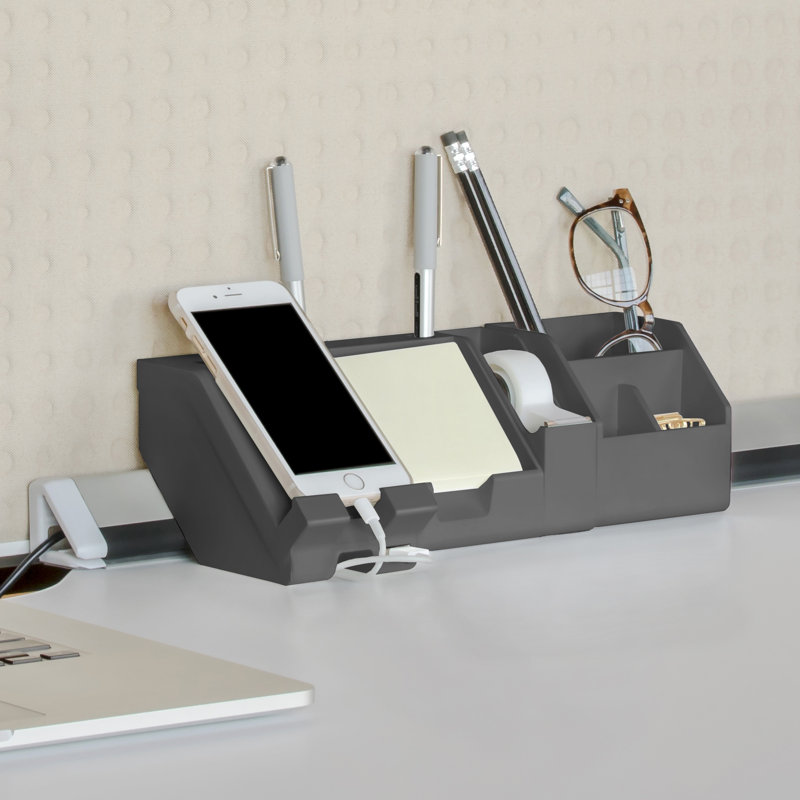 Roseanne Plastic Desk Organizer Set, Gray