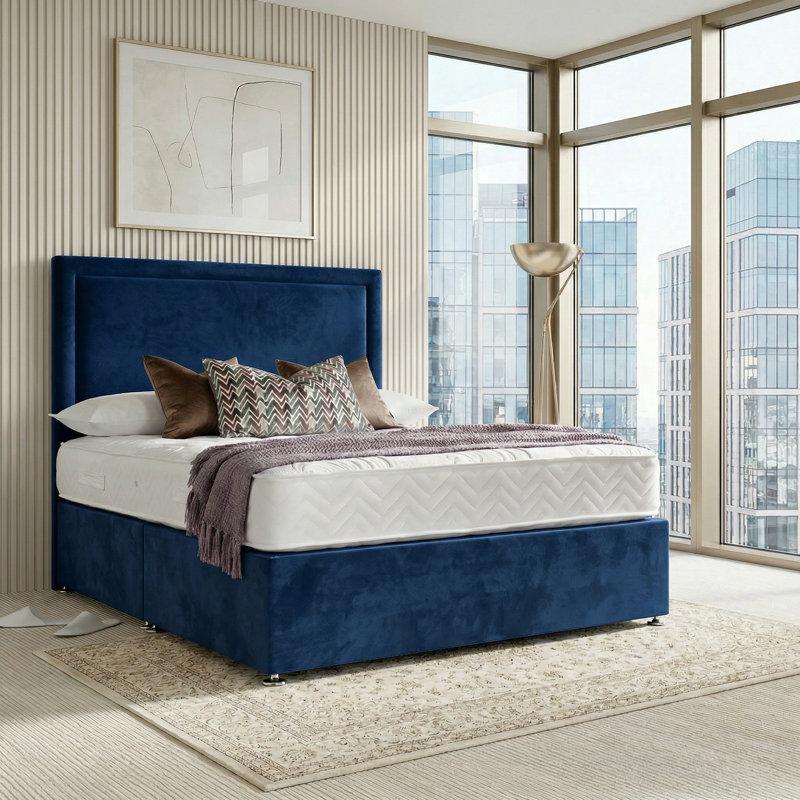 Velmont Divan Bed, Double, Dark Blue