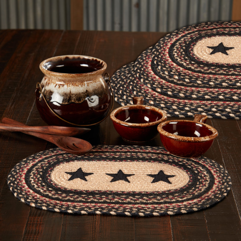 Ensemble de 6 napperons ovales en jute Colonial Star, 12 x 18 pouces