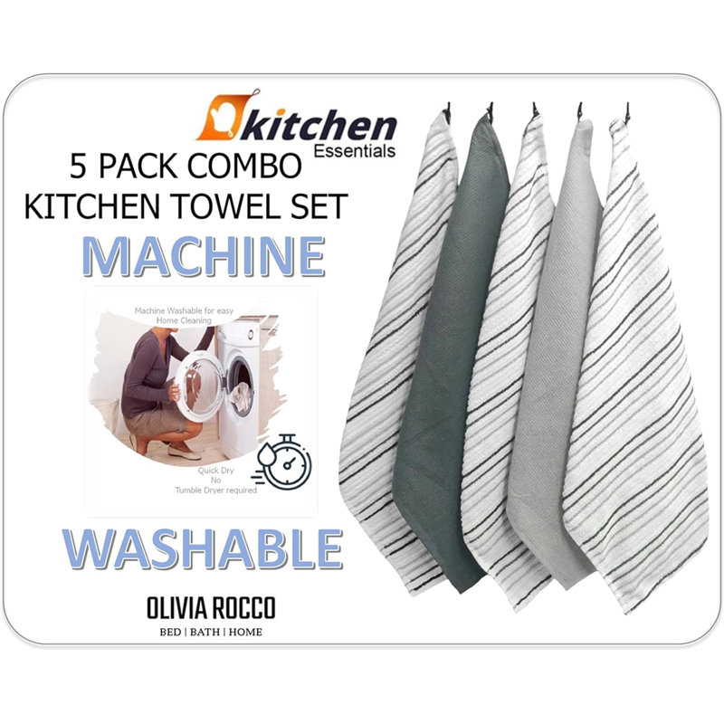 Stripe Kitchen Towel, Silver