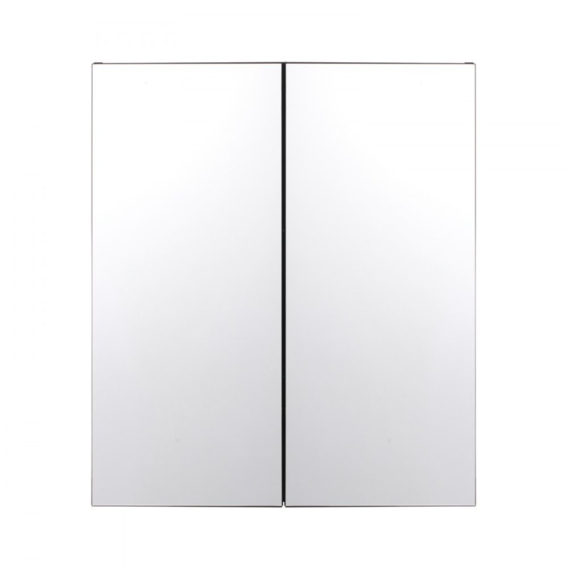 Armoire à pharmacie, 66 x 76 cm, 2 tablettes réglables, avec miroir, structure en aluminium, installation encastrée ou murale.
