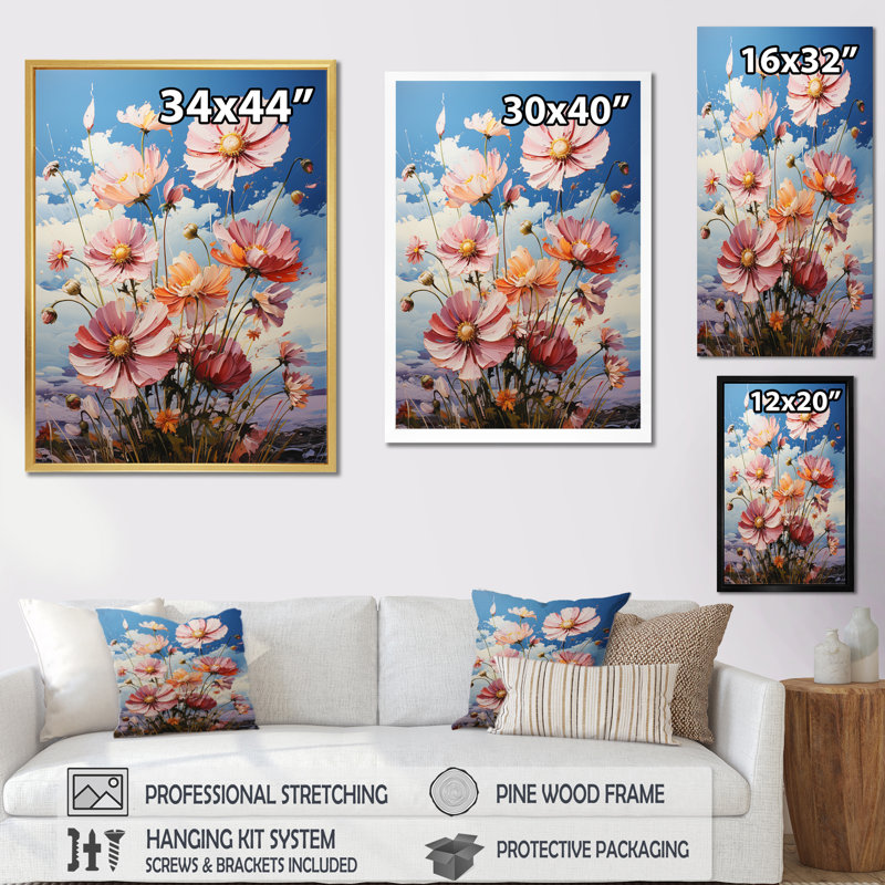 Oroklini Meadow Cosmos Symphony - impression, Cadre photo noir, H 20 po x l 12 po x P 1 po
