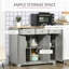 Buffet bahut, 3 tiroirs / tablettes réglables, plateau en bois d'hévéa pour la cuisine - gris
