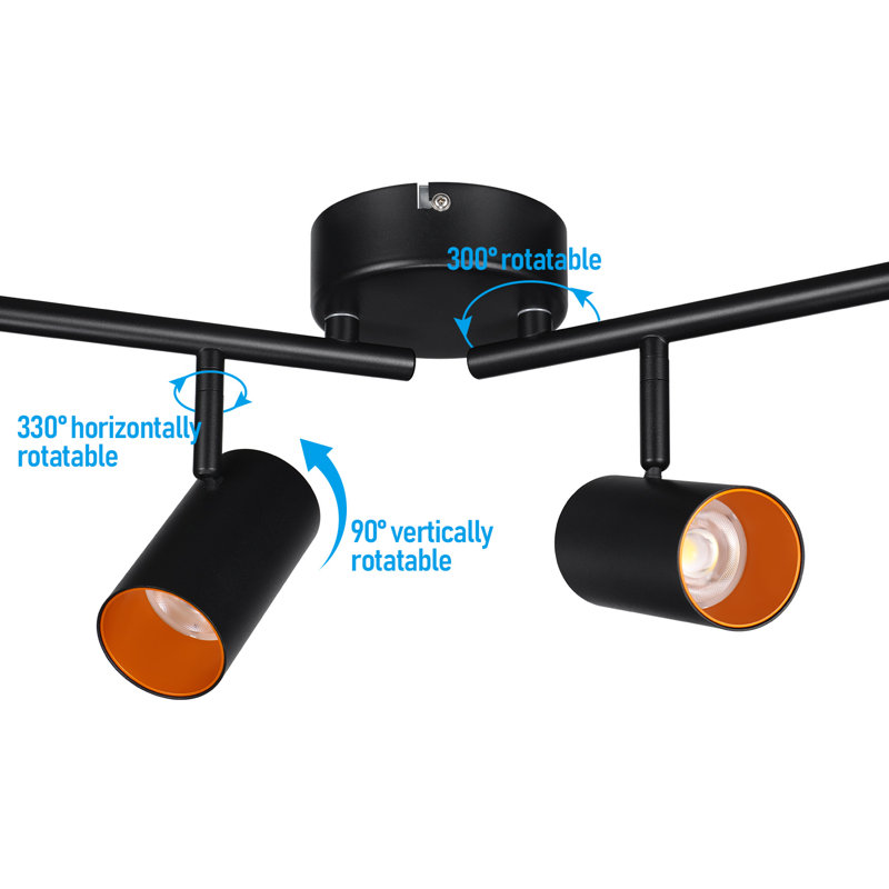 Système d'éclairage sur rail orientable Flexa, 4 projecteurs, flux lumineux de 3 600 lm, 5 températures de couleur, IRC 90, intensité variable, 110-277 V, noir