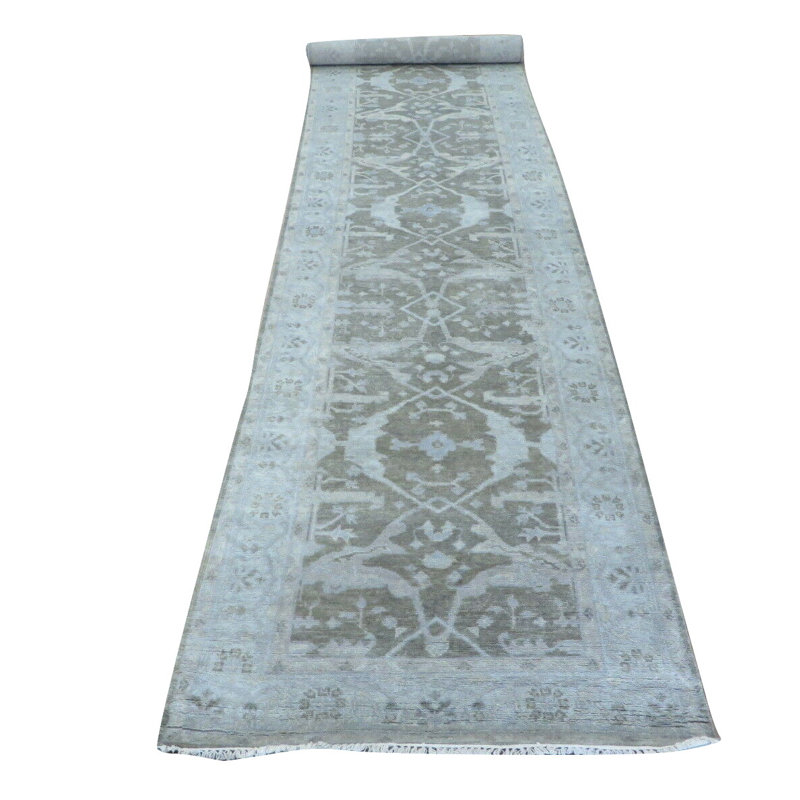 Tapis de la surface en laine de couloir 4 pi 2 po x 19 pi 6 po one-of-kind à la main noué la Flinders