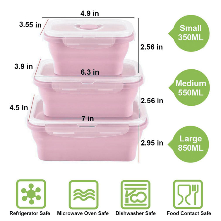 Bolanger 3 Container Food Storage Set Prep & Savour Color: Pink