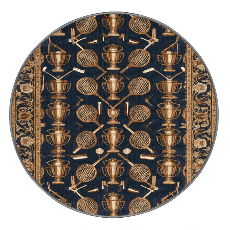 Machine Washable French Gray Area Rug, Round 6'