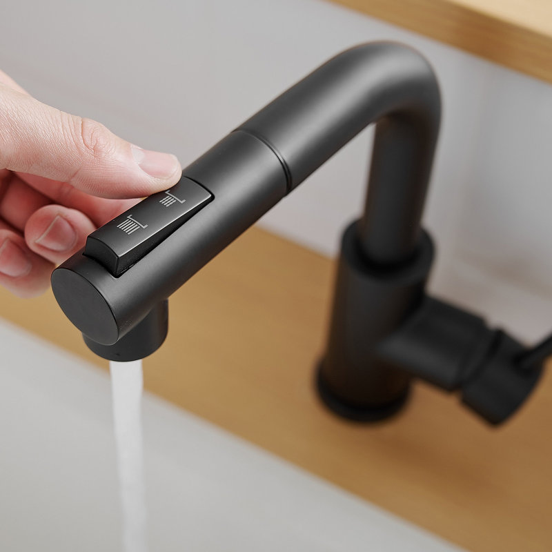 Robinet de lavabo, robinets de cuisine noirs avec douchette extractible, robinet de préparation pour mini-bar
