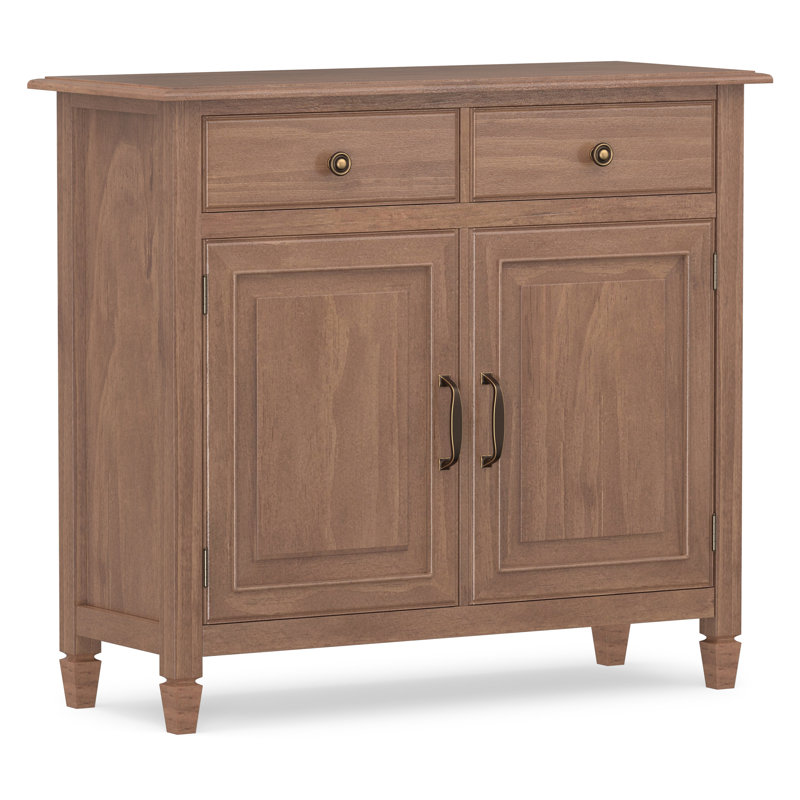 Armoire de rangement en bois massif à 2 tablettes avec 2 tiroirs de rangement Connaught, Brun clair