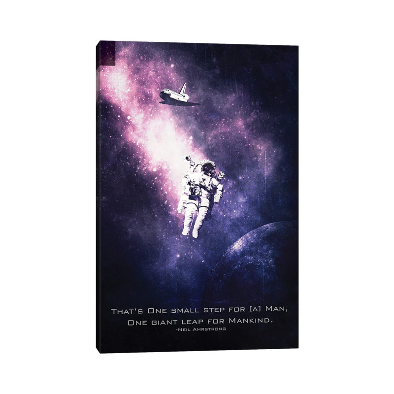 Neil Armstrong Tagline by Gab Fernando - Wrapped Canvas Gallery-Wrapped Canvas Giclée, 20.32 cm H x 30.48 cm W