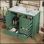 Meuble-lavabo 36 po avec lavabo, porte à fermeture douce, 4 tiroirs, structure et pieds en bois massif, vert