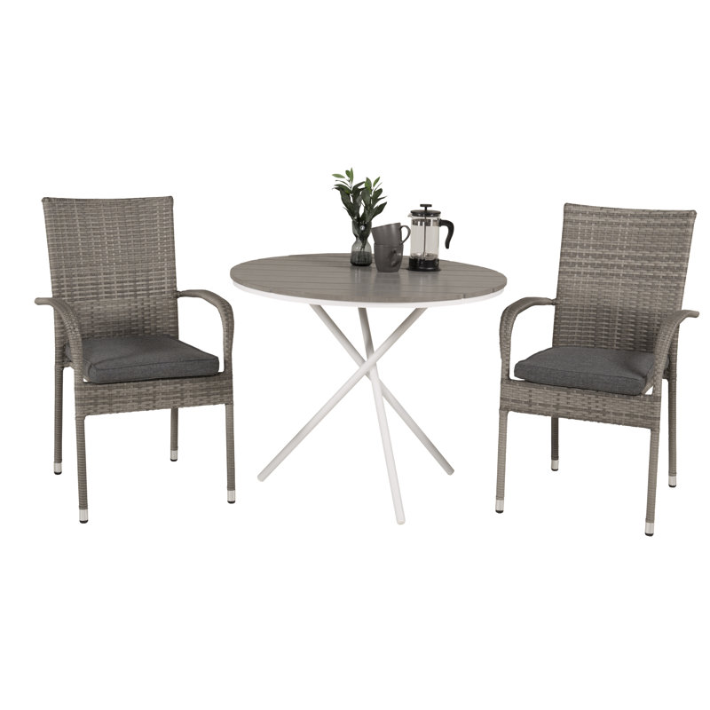 Akia 2 - Person Patio Dining Set with Round Table , Cushions Included