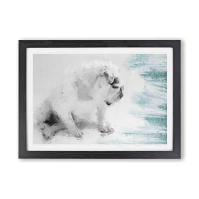 White British Bulldog Profile - Framed Print