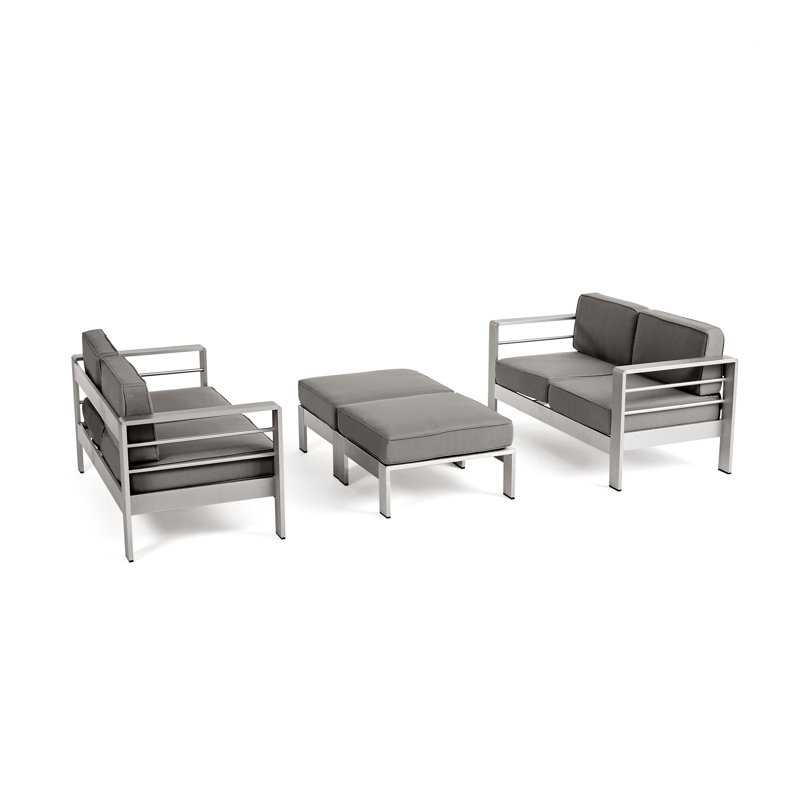 Hilary 56.69'' Wide Metal Loveseat with Cushions