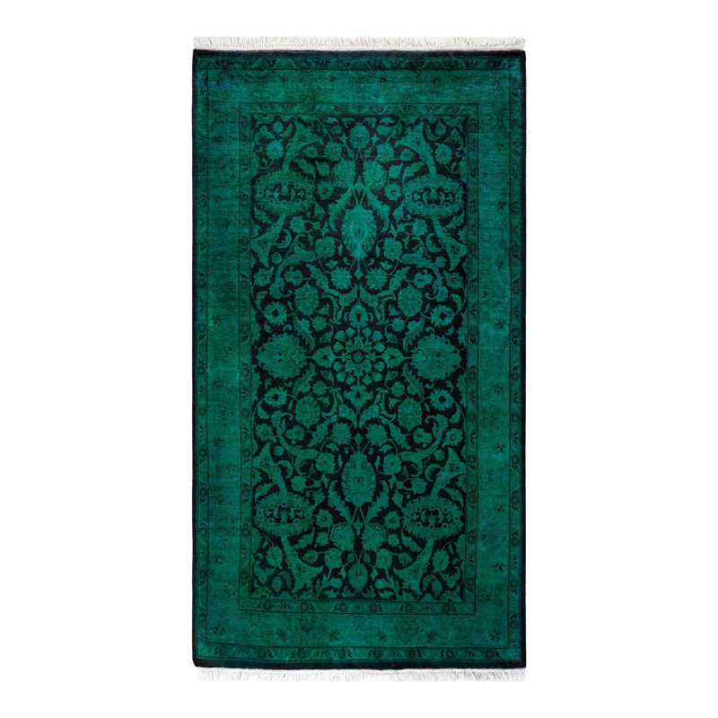 Tapis unique noué à la main Osbaldo - vert