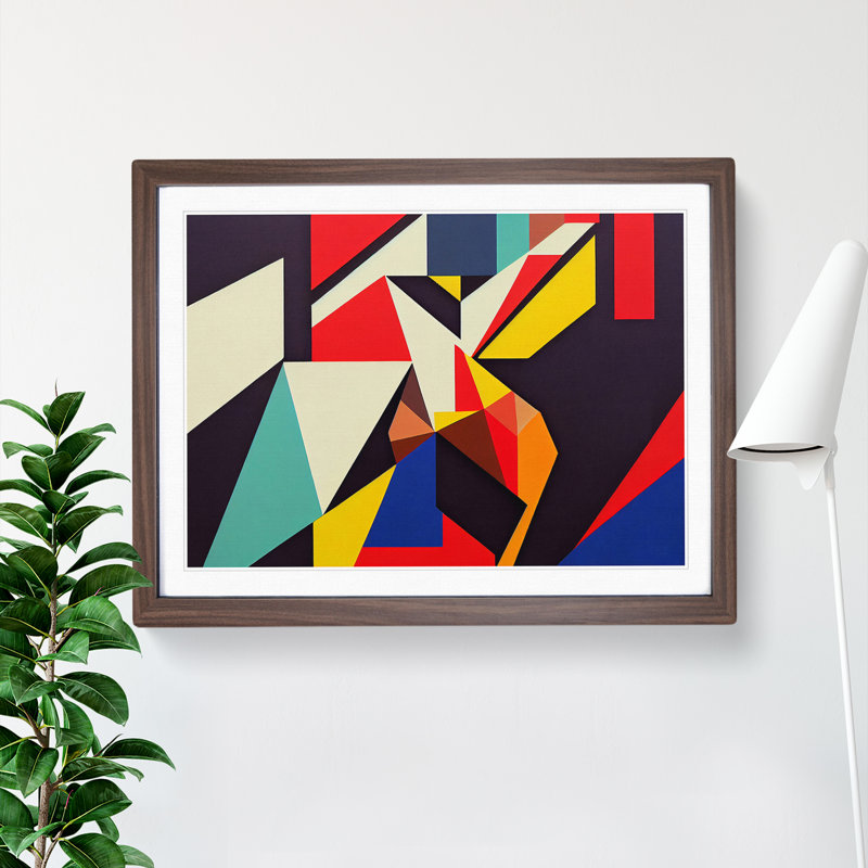 XH1022-8688X Suprematism Art Modern Vol.5 Abstract - Single Picture Frame Painting, 34cm H x 46cm W x 2cm D, Walnut