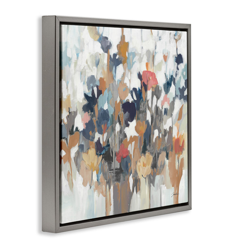 Arrangement floral moderne, Cadre flottant gris lustré, H 18 po x l 18 po