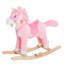 Chevaux et animaux à bascule rose en peluche et en bois, 11,5 x 5,3 x 9,9 po, avec cadre en métal