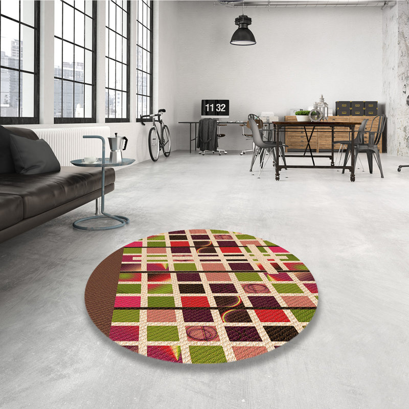 Tapis 100% à motif lavable à la machine 2989, Rond 3 pi