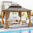 Hardtop Gazebo with  Netting Heavy-Duty Double-Roof Galvanized Metal Top-116624472